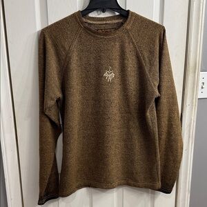 Prana Brown Crewneck Sweater with Logo